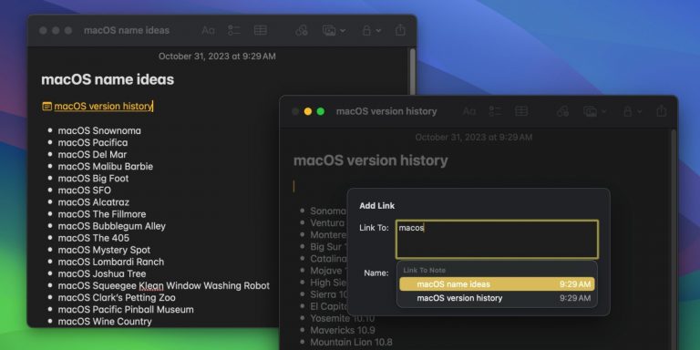 macOS Sonoma : Apple Notes vous permet désormais de créer des liens entre les notes, voici comment procéder