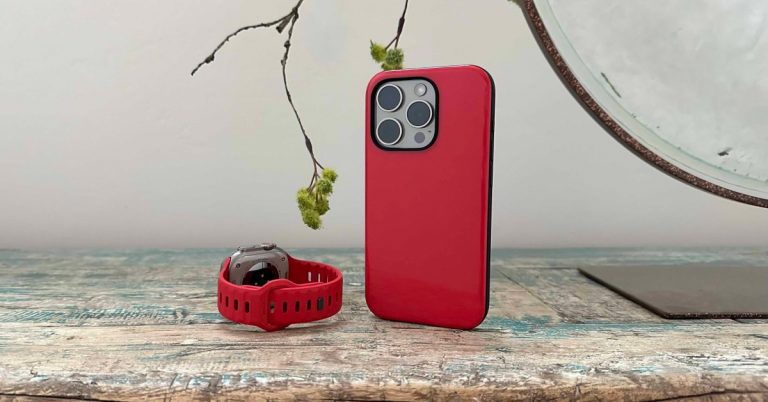 Nomad propose un rouge radieux avec un bracelet Apple Watch Sport en édition limitée et un étui Sport pour iPhone (pratique)