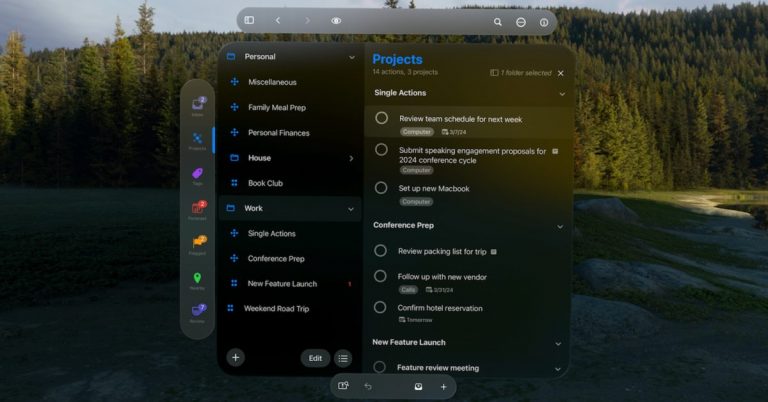 L’application de tâches OmniFocus 4 obtient une version native pour Apple Vision Pro