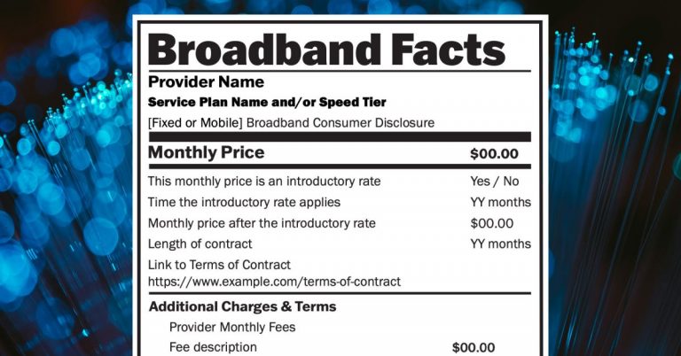 Les étiquettes nutritionnelles du haut débit révéleront les vitesses réelles et les frais cachés