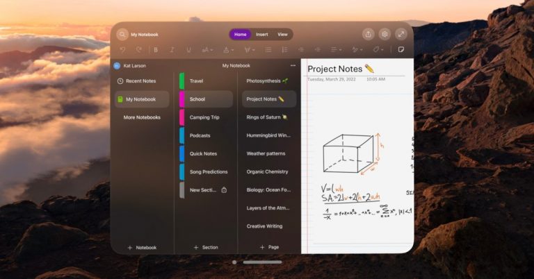 Microsoft lance l’application native OneNote pour Apple Vision Pro