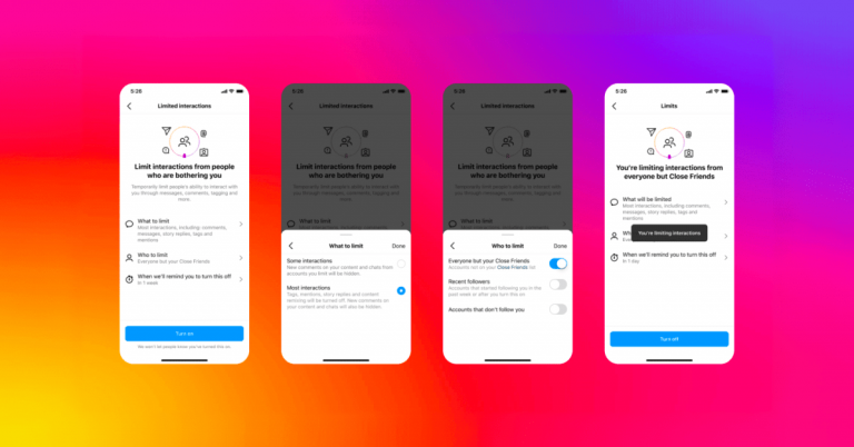 Outil Instagram Limits – protection accrue contre le harcèlement pour les adolescents