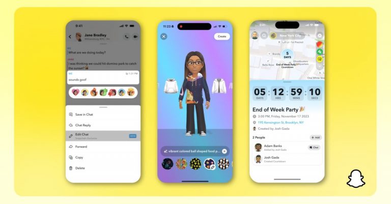 Snapchat ajoute des discussions modifiables, des réactions emoji et de nouvelles fonctionnalités d’IA