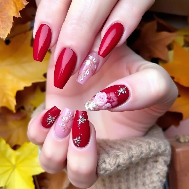 20 Idées d’Ongles Rouge et Rose pour l’automne 2025