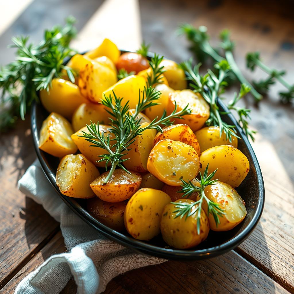 présentation des pommes de terre rôties