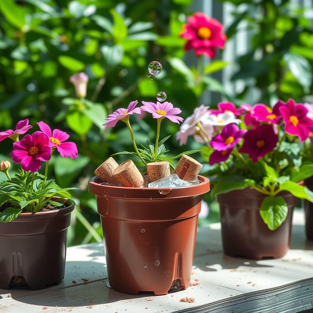 humidité dans les pots de fleurs avec bouchons en liège