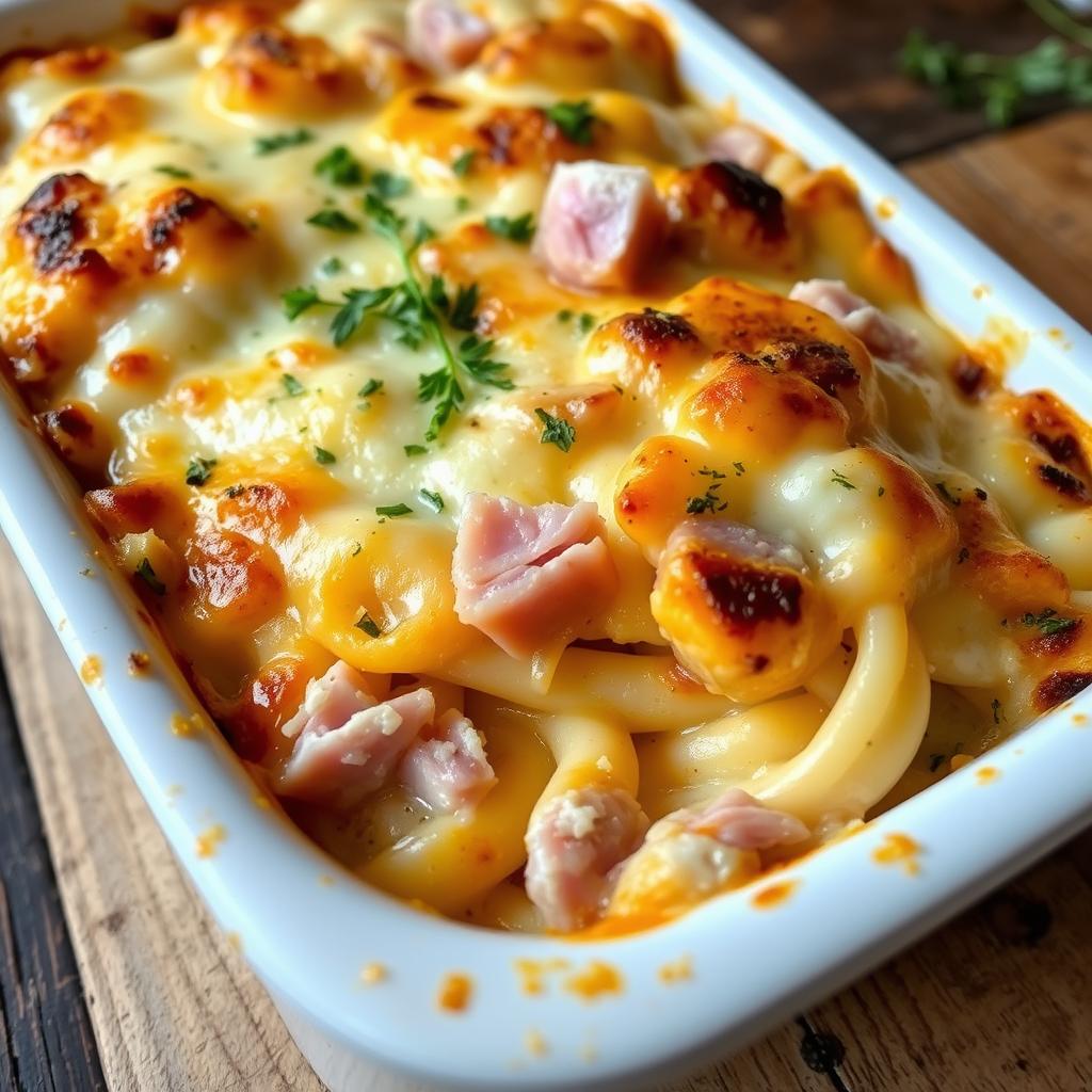 incorporation du jambon dans le gratin