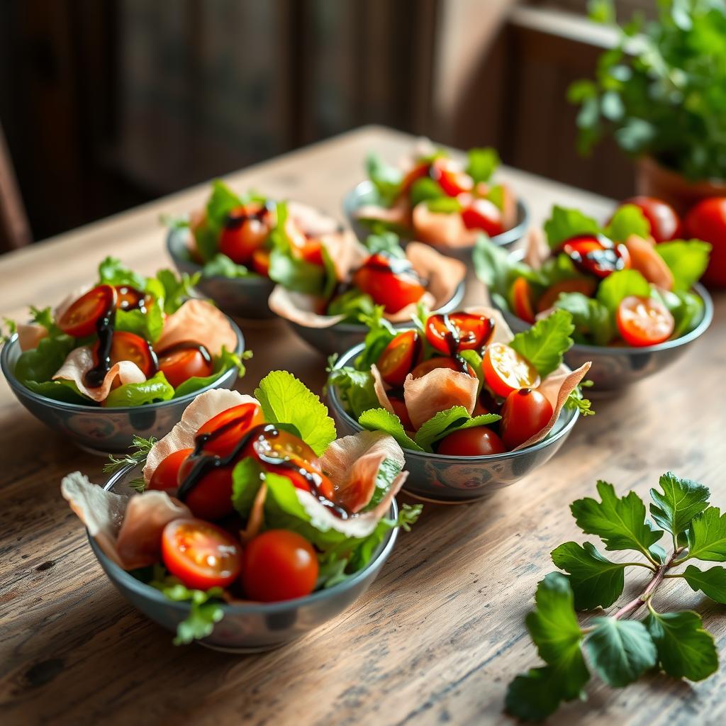 mini salades rapides au jambon de Parme