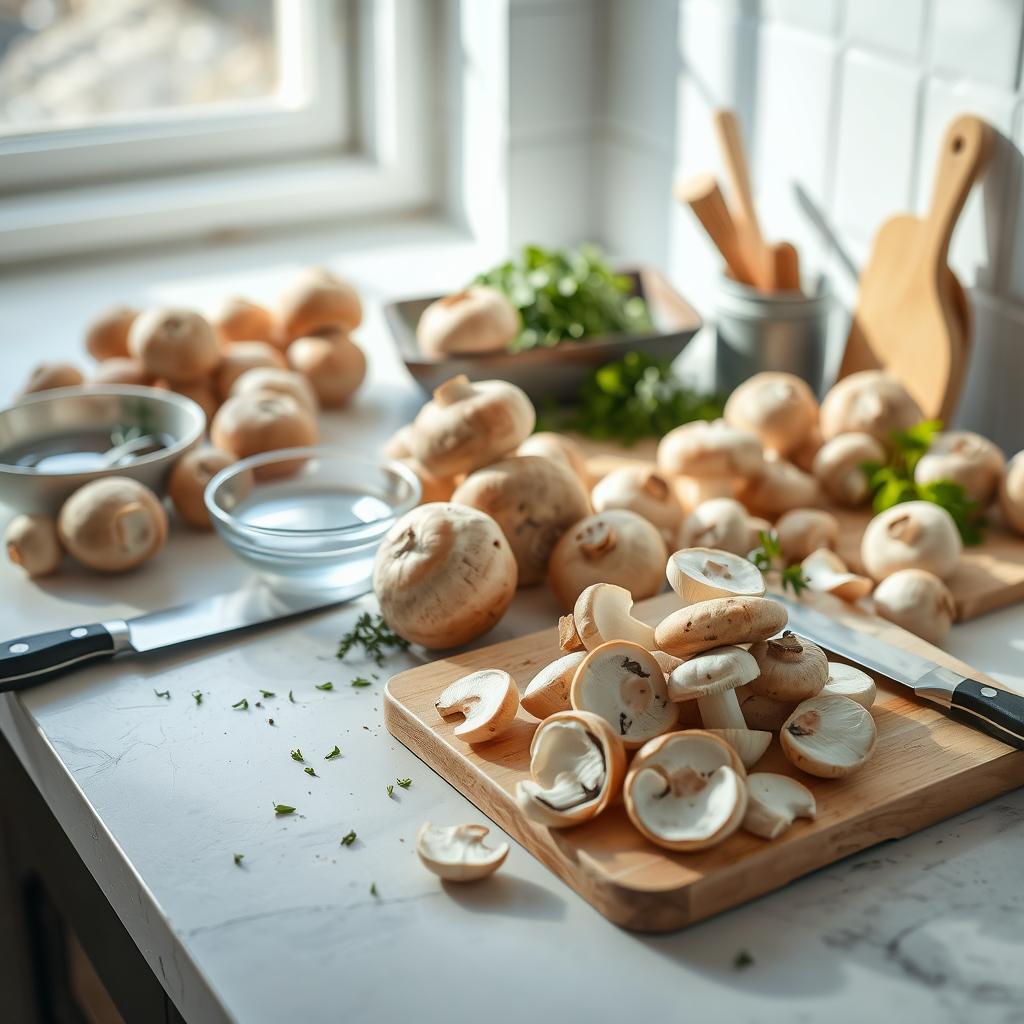 préparation champignons de Paris