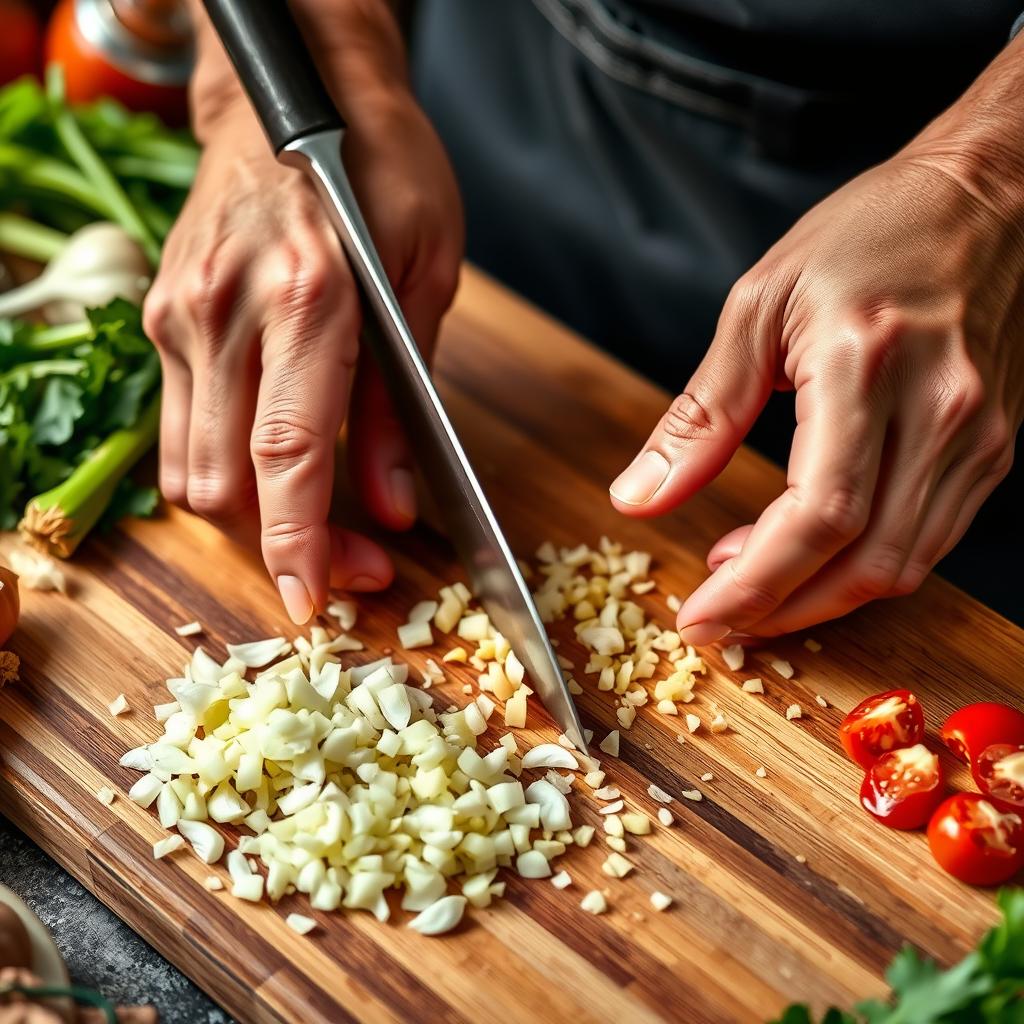 techniques de cuisine pour hacher échalotes et ail