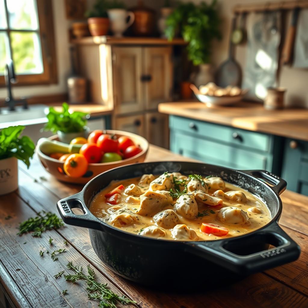 Poulet Stroganoff dans la cuisine française