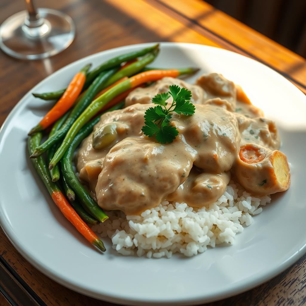 présentation plat pour service Stroganoff