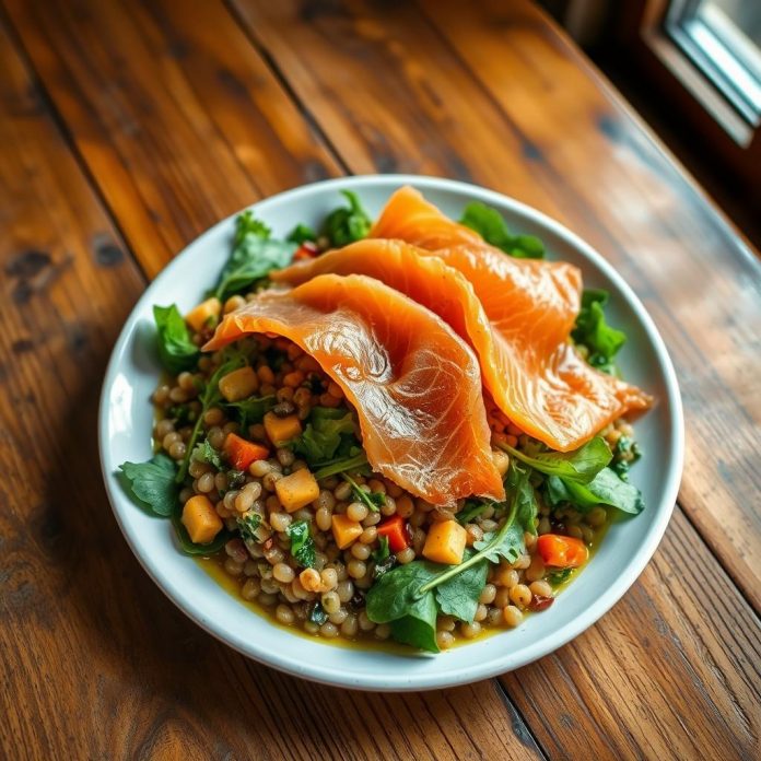 Salade de Lentilles et Saumon Fumé