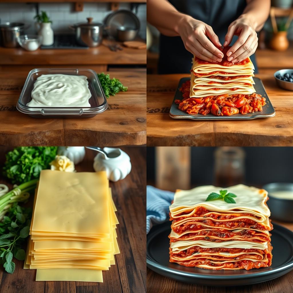 montage lasagnes étape par étape