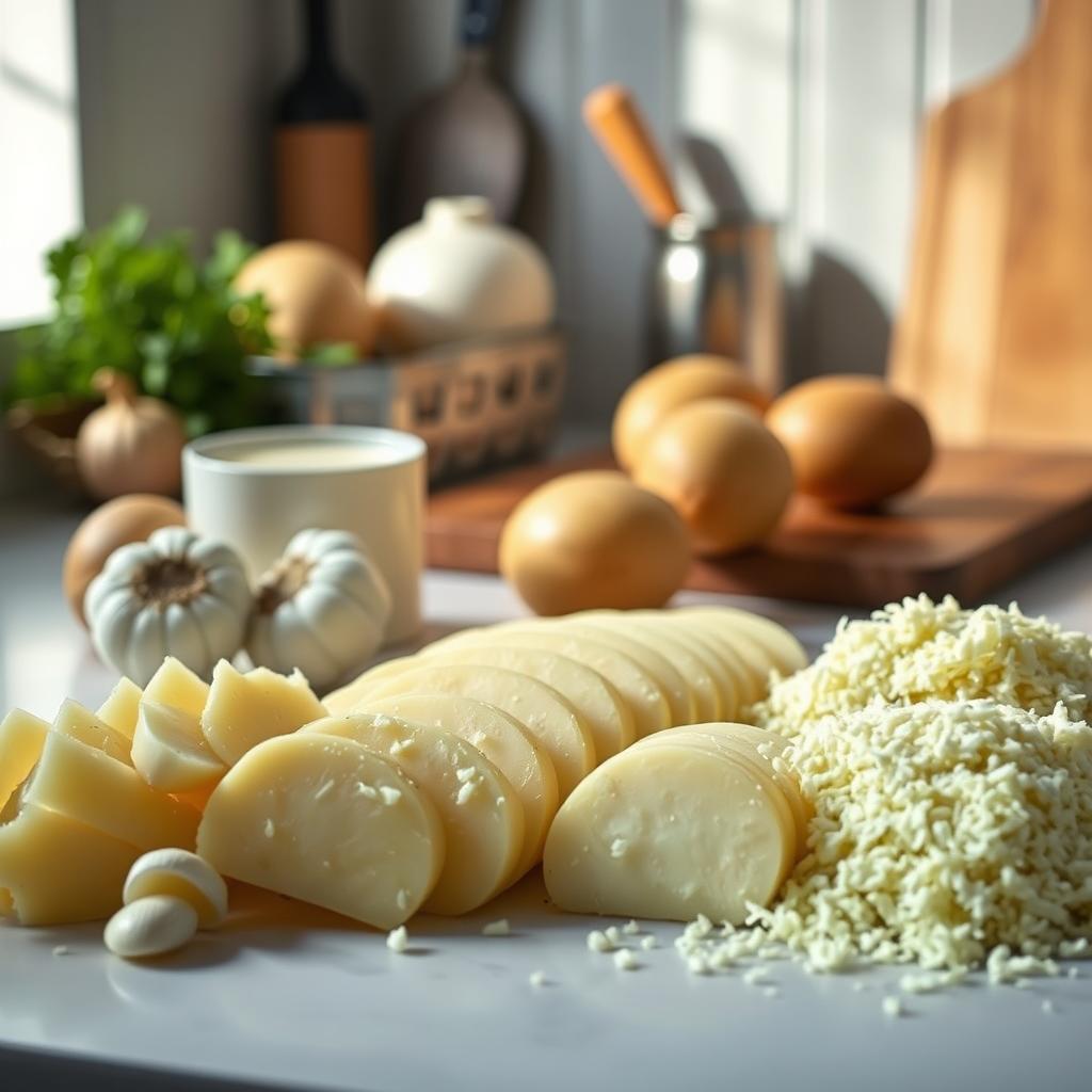 préparation des ingrédients pour le gratin dauphinois