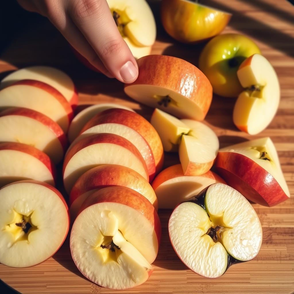 préparation des pommes pour crumble aux pommes