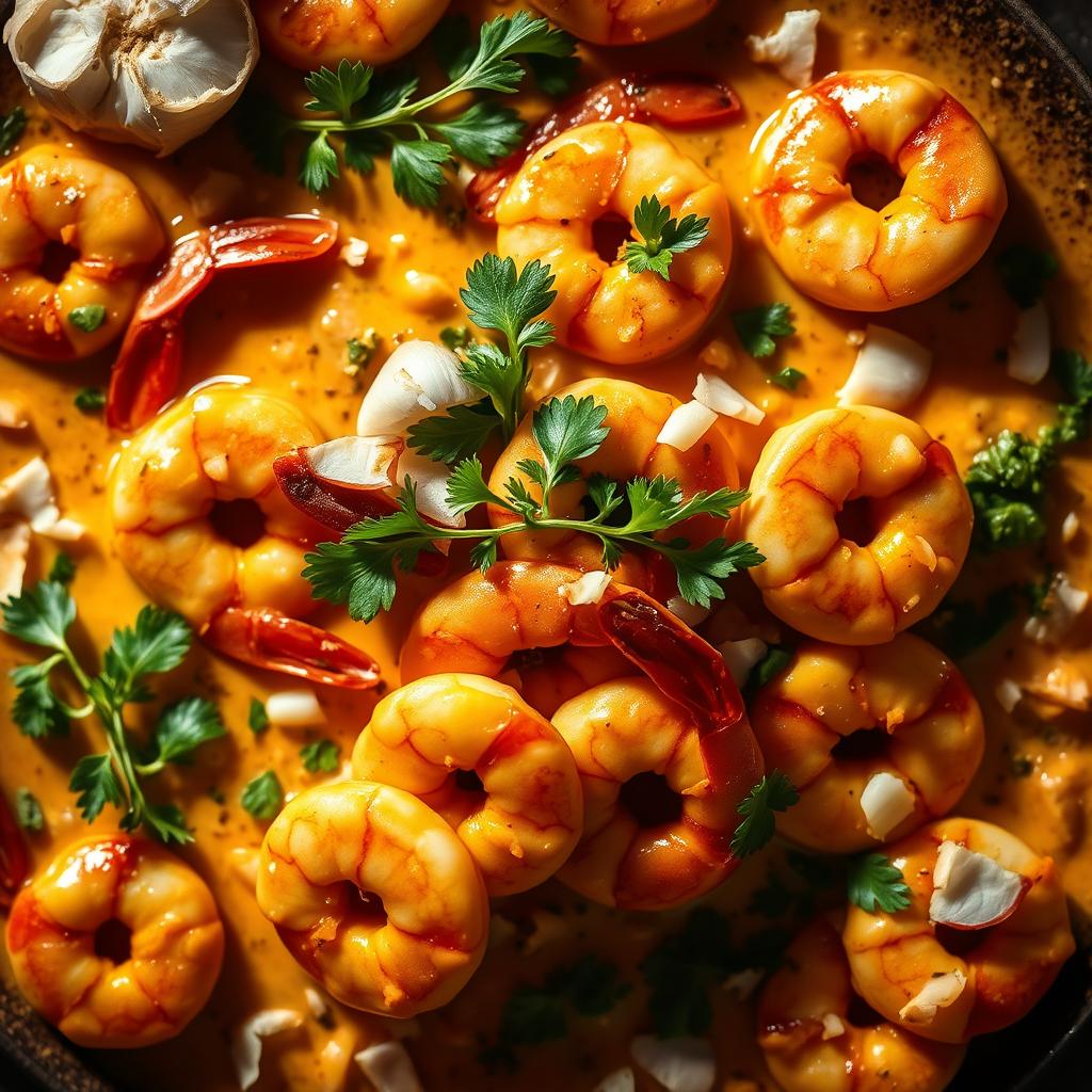 crevettes à l'ail et lait de coco recette populaire