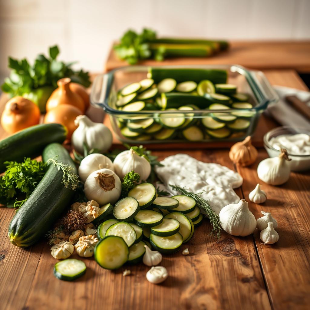 ingrédients pour un gratin de courgettes